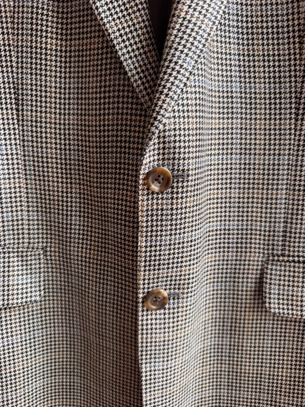 Chaps Ralph Lauren 100% Silk Blazer 44R Houndstooth Sport Coat Preppy Classic